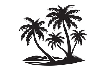 palm tree silhouette clipart  icon illustration, isolated on white background