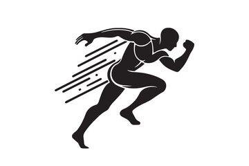 olympic running silhouette logo icon, isolated on a white background