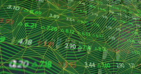 Image of financial data processing over cityscape