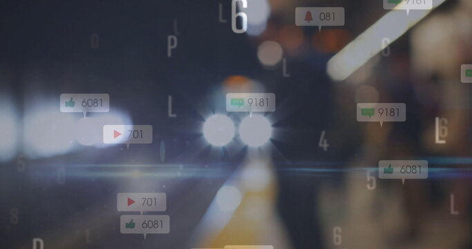 Image of social media data processing over city