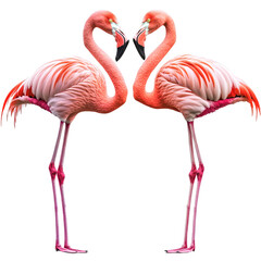 Obraz premium Elegant Pink Flamingos in Symmetrical Poses – Exotic Bird Photography