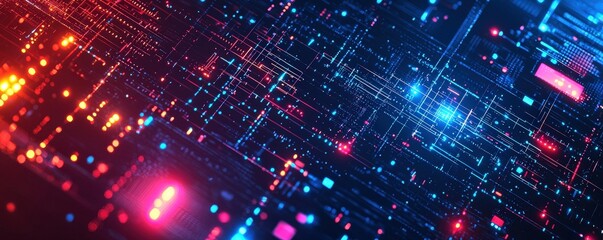 Obraz premium Abstract Background with Neon Organic Spectrum Effects Concept. Abstract Digital Art Representing Technology and Data Flow in Colors