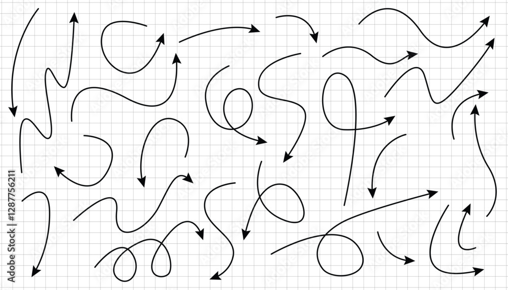 Aufkleber Hand drawn vector arrow set. hand drawn arrow vector icons set. sketch arrow. easy to use. sketch doodle style. collection of pointers