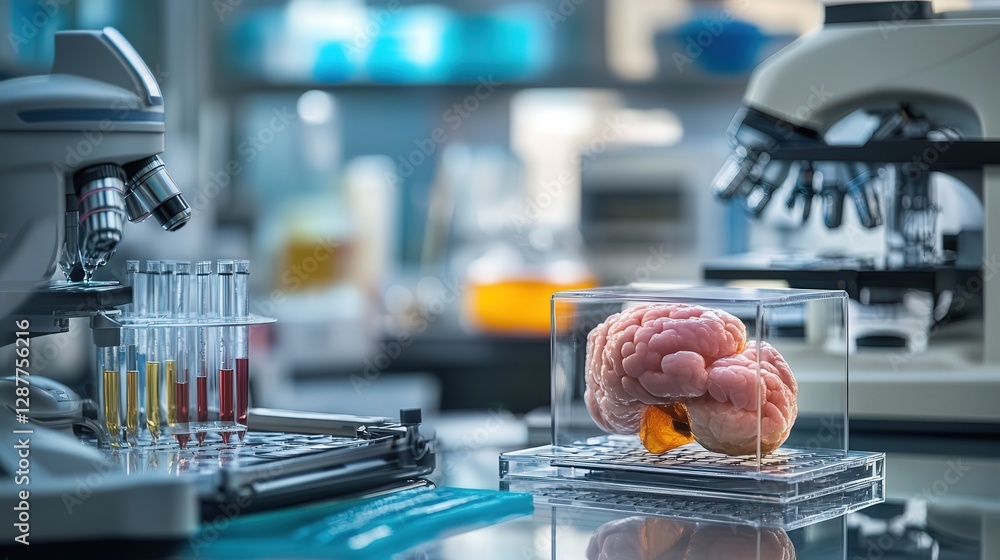 Poster futuristic bioengineering lab developing synthetic organs.
