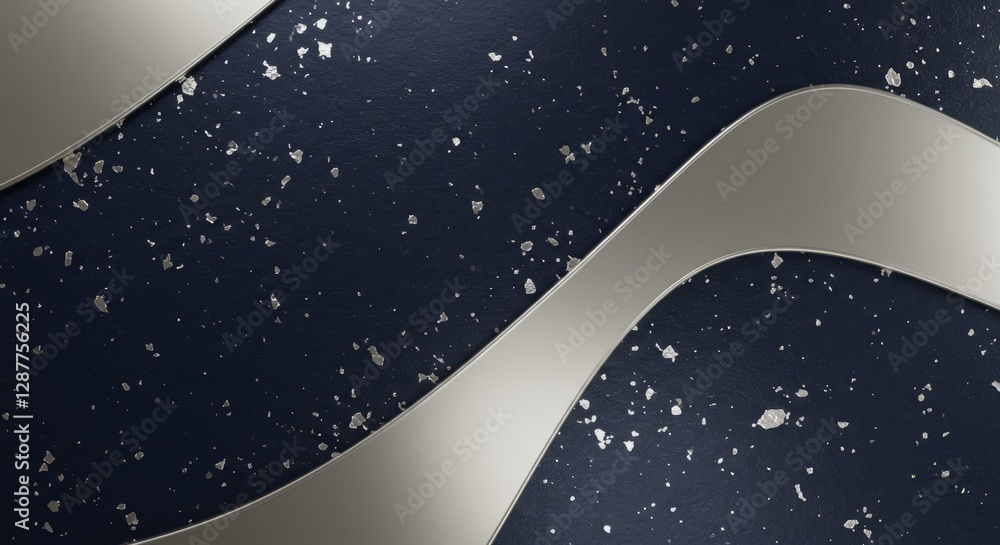 Poster abstract wavy pattern on dark background with metallic accents