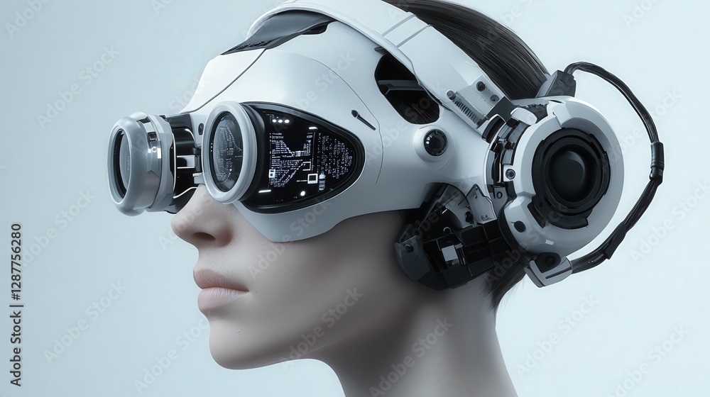 Poster futuristic brain-computer interface that allows seamless human-computer interaction