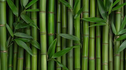 Obraz premium Lush Green Bamboo Stems and Leaves on a Natural Background