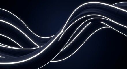 Obraz premium Abstract waves with glowing lines on dark background
