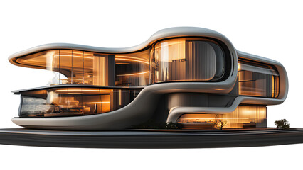 Fototapeta premium Futuristic Luxury Home with Organic Architecture and Modern Glass Design