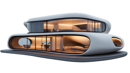 Fototapeta premium Futuristic Luxury Home with Organic Architecture and Modern Glass Design