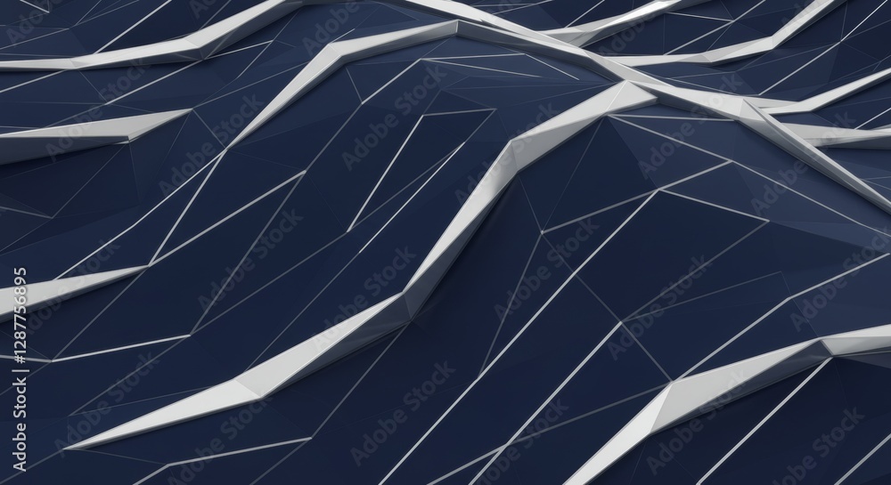 Poster abstract geometric design with sharp angles in dark blue