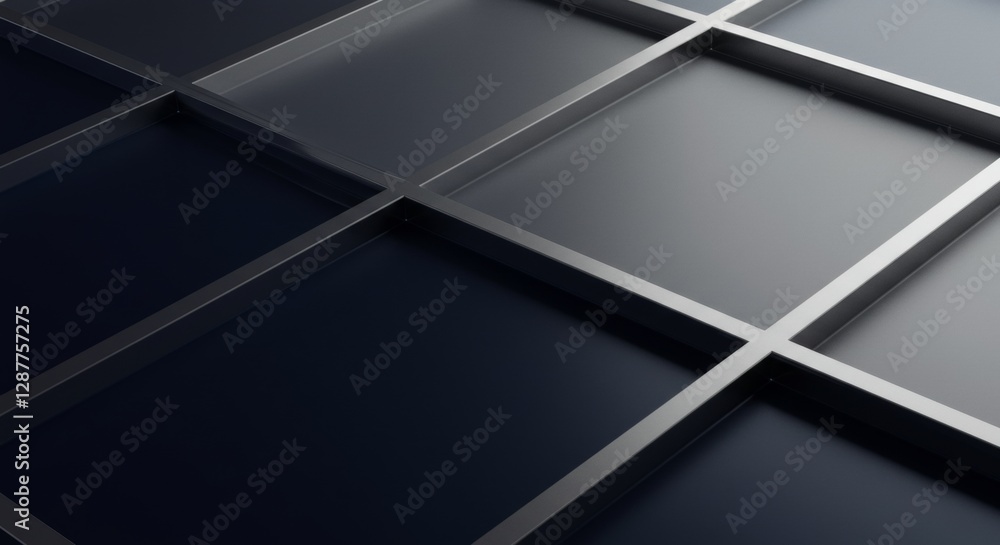 Poster abstract dark geometric pattern with metallic grid