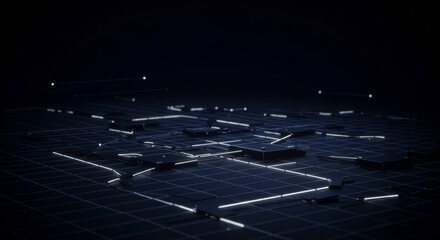 Abstract digital grid structure with glowing lines