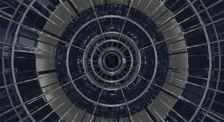 Naklejka premium Abstract circular architecture in dark tones