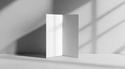 Fototapeta premium White Tri-Fold Room Divider in Minimalist Studio Setting