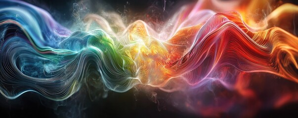 Abstract Background with Neon Organic Spectrum Effects Concept. Colorful Abstract Waves of Light and Energy Flowing in Motion