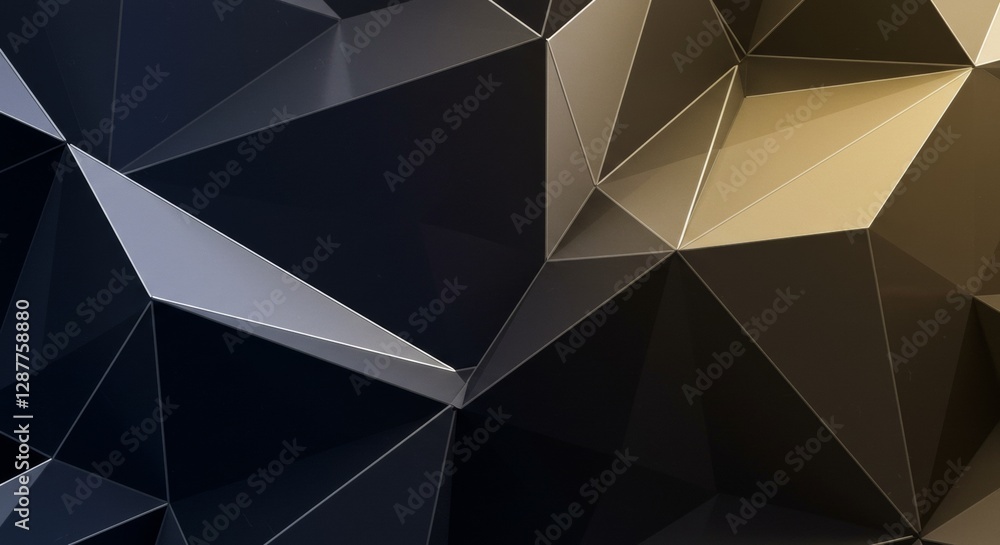 Aufkleber geometric abstract background with black and gold triangular shapes