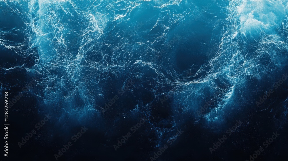 Poster deep blue sea aerial view showcasing ocean wave patterns and textures capturing the dynamic nature o
