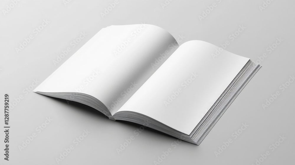 Poster open blank book with intricate pattern on grey background