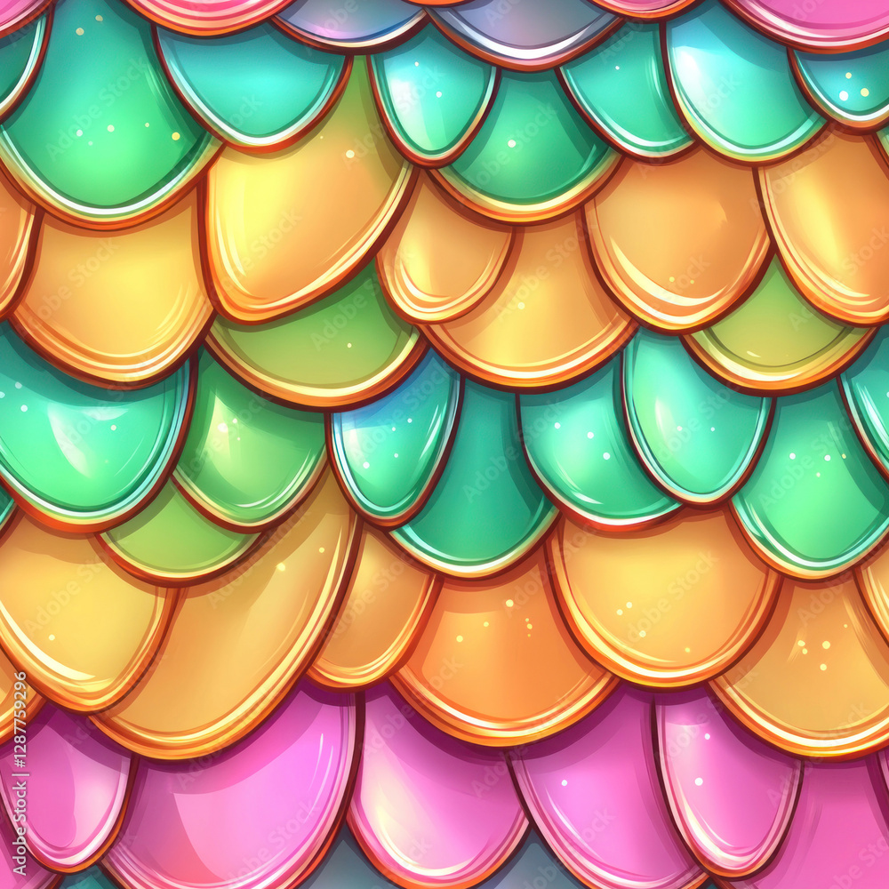 Poster colorful scales background pattern creating fantasy abstract texture effect, seamless reptilian scal