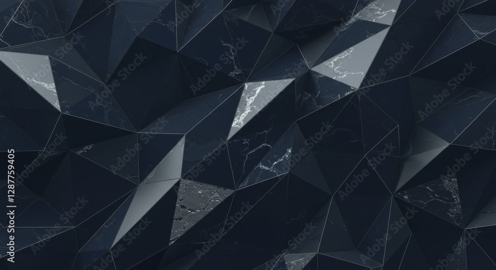 Poster geometric black stone texture with sharp angles