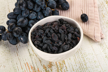 Dry ripe sweet blue raisin