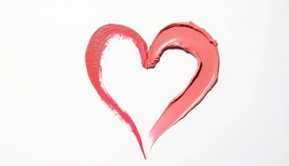 Heart shape created with lipstick swatches on a white background, spring makeup concept