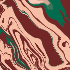 Abstract pattern featuring swirling, fluid lines in earthy tones of brown, beige, and green. The design has a marbled appearance, with organic, flowing shapes and smooth transitions between colors