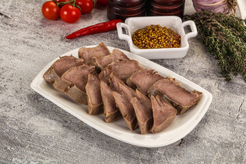 Sliced boiled pork tongue snack