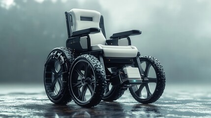 modern wheelchair with electric assistance, explaining how it helps users navigate difficult terrains with minimal effort.