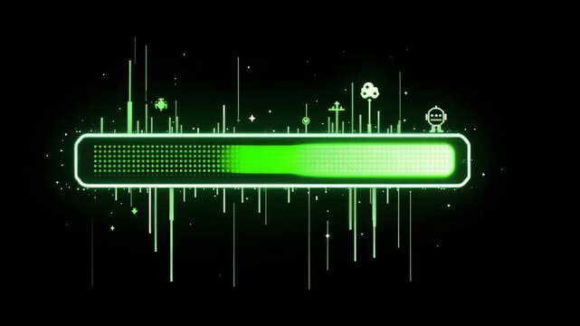 Animated Green Loading Bar Pixel Art Retro Sci-Fi Video
