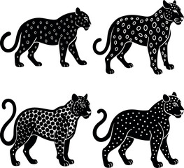 Stylized Jaguar Silhouette Vector Icon Wildlife & Jungle Theme.