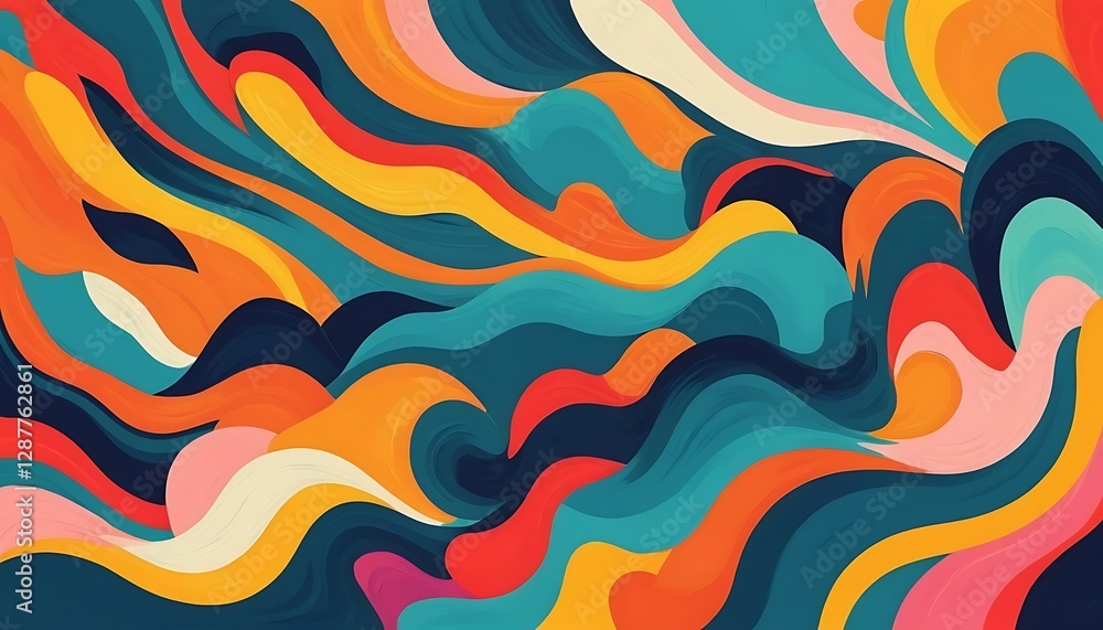 Aufkleber a colorful artistic display of wavy painted patterns and shapes