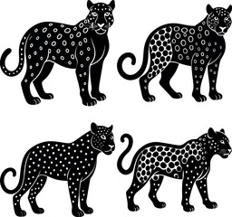 Stylized Jaguar Silhouette Vector Icon Wildlife & Jungle Theme.