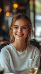 Happy Woman Cafe Portrait