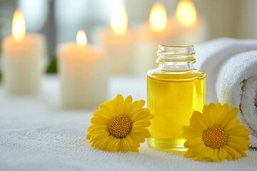 Aromatherapy Massage Oil, A Touch of Serenity for Spa and Relaxation, selective fucus, Generative AI Illustration
