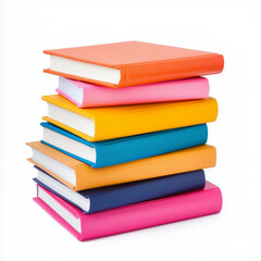Stack of books isolated on white background, world book day, educational concept, study material.