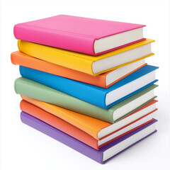 Stack of books isolated on white background, world book day, educational concept, study material.