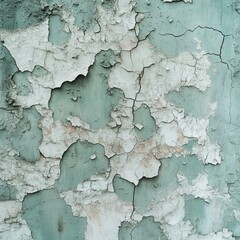 Obraz premium Distressed Teal Wall with Cracked Paint a Textured Backdrop of Weathered Surface and Decayed Beauty with Close Up View and Rustic Charm
