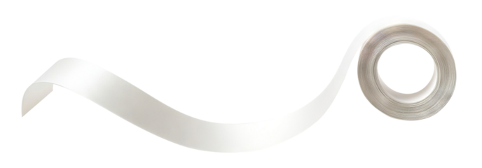 White tape with a smooth texture, isolated on a transparent background