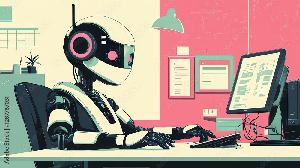 Poster robot that functions as a personal assistant, scheduling appointments, managing emails, and taking over repetitive administrative tasks.