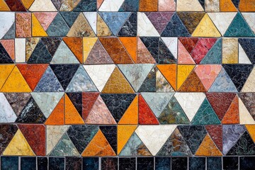 Fototapeta premium Colorful mosaic pattern featuring diverse geometric shapes in a vibrant design