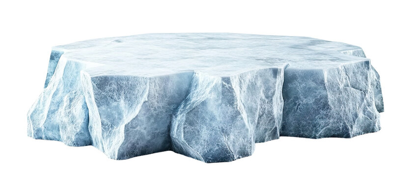 Frozen ice podium, isolated on transparent cutout background