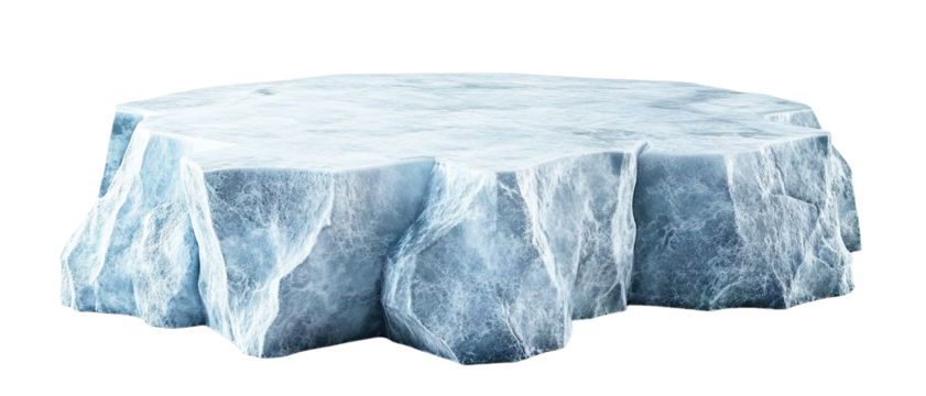 Frozen ice podium, isolated on transparent cutout background