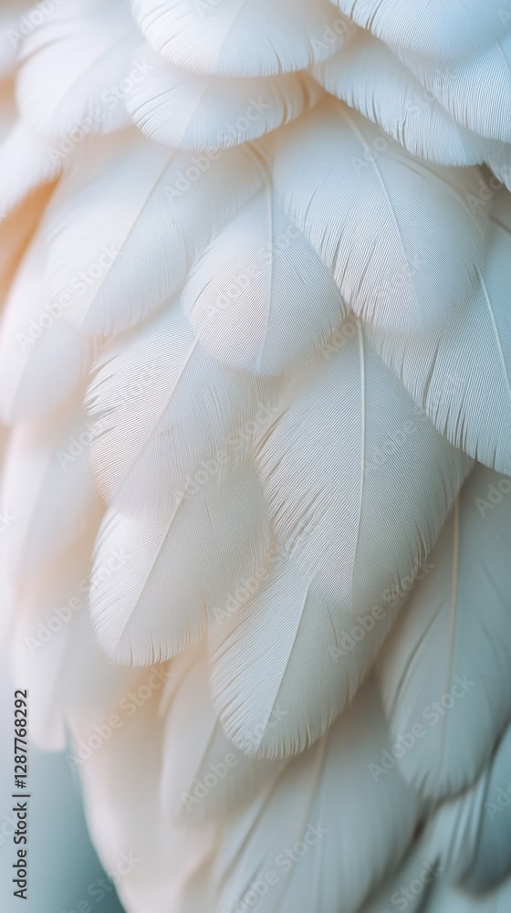 Poster delicate white feathers texture close up capturing softness and lightness in a serene and gentle com