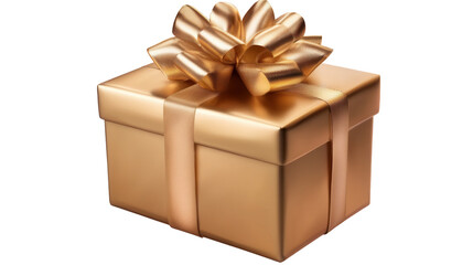 Luxurious and Elegant Golden Gift Box Wrapped with Shiny Ribbon Bow Perfect for Celebrating Birthdays Anniversaries Holidays or Other Special Occasions