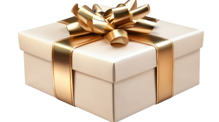 Beautifully Wrapped Gift Box with Opulent Golden Ribbon Bow for Celebratory Occasions like Christmas Birthday Anniversary or Other Special Events