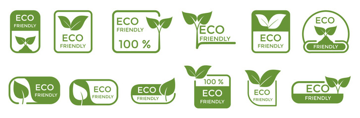 set of eco friendly icons sign symbol vector illustration tag label of eco design package 