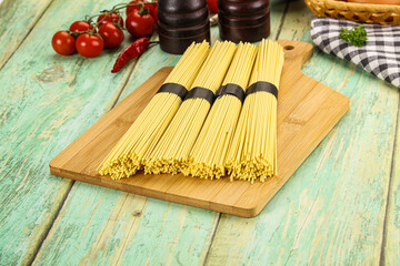 Raw dry uncooked egg noodles