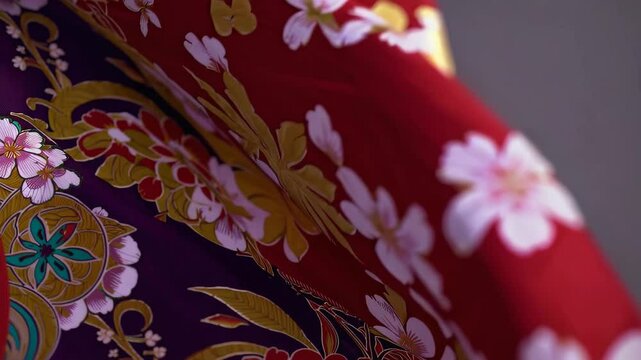 Japanese Aesthetic in Red: A Sakura-Inspired Kimono-Style Visual Experience